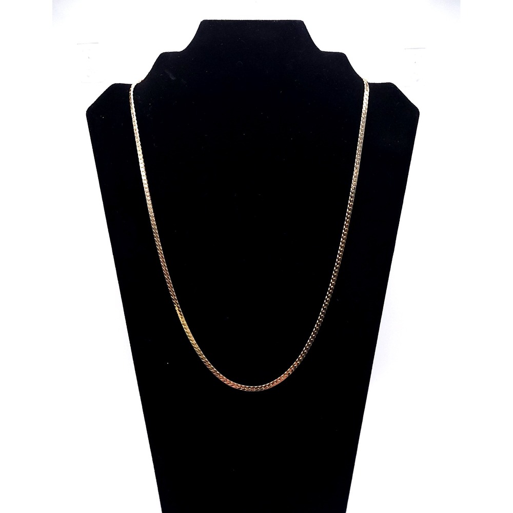 Merlite Vintage Herringbone Chain Necklace Gold Tone Electroplated 24in Unisex